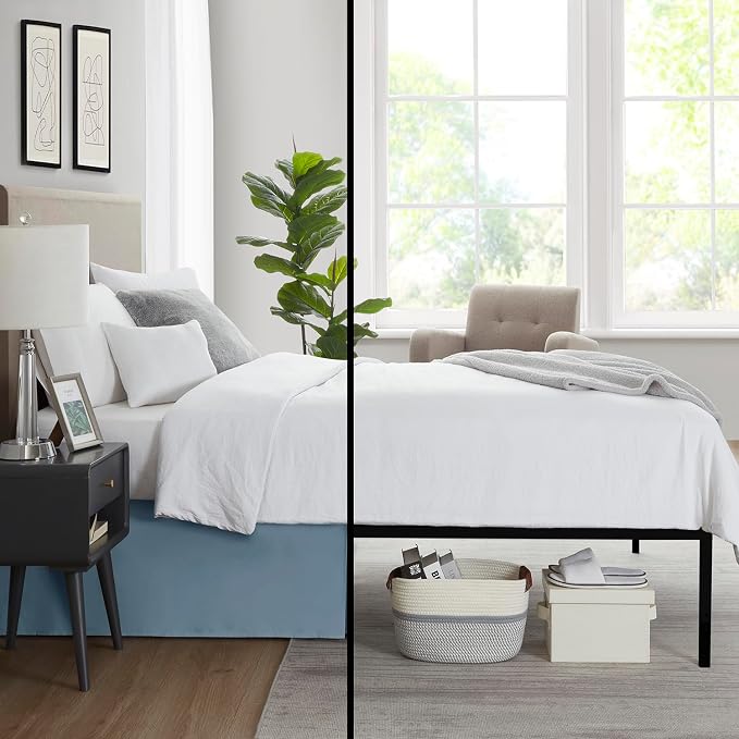 Nestl Stone Blue Full XL Bed Skirt - Image 6