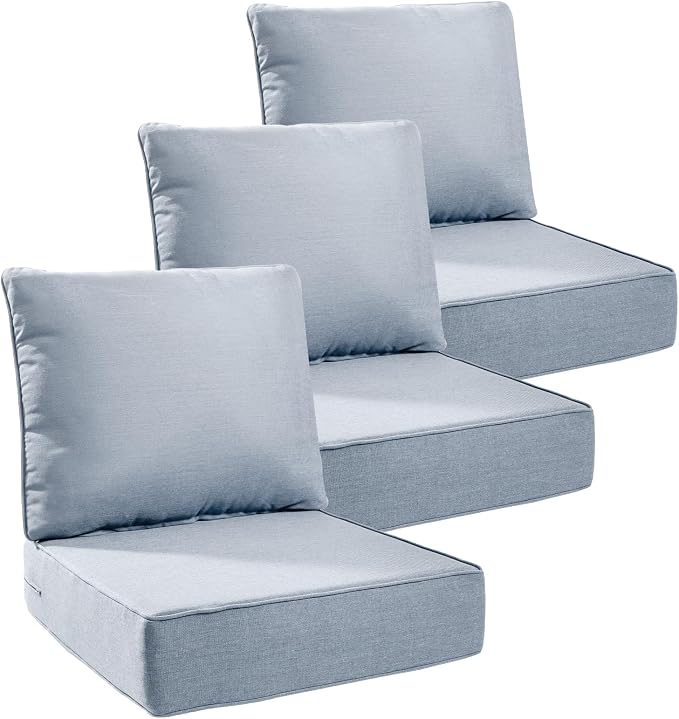 Luxury 6" Outdoor Cushions for Patio Furniture, Fade Resistant Couch Chair by Pugire