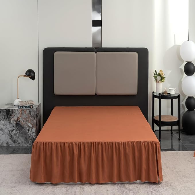 Terracotta Bed Skirt Full Size Ruffled Bed Skirt by TSUTOMI