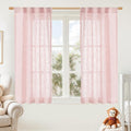 LAMIT Pink Linen Curtains 45 Inch Length 2 Panels, Light Filtering Panels Back by LAMIT