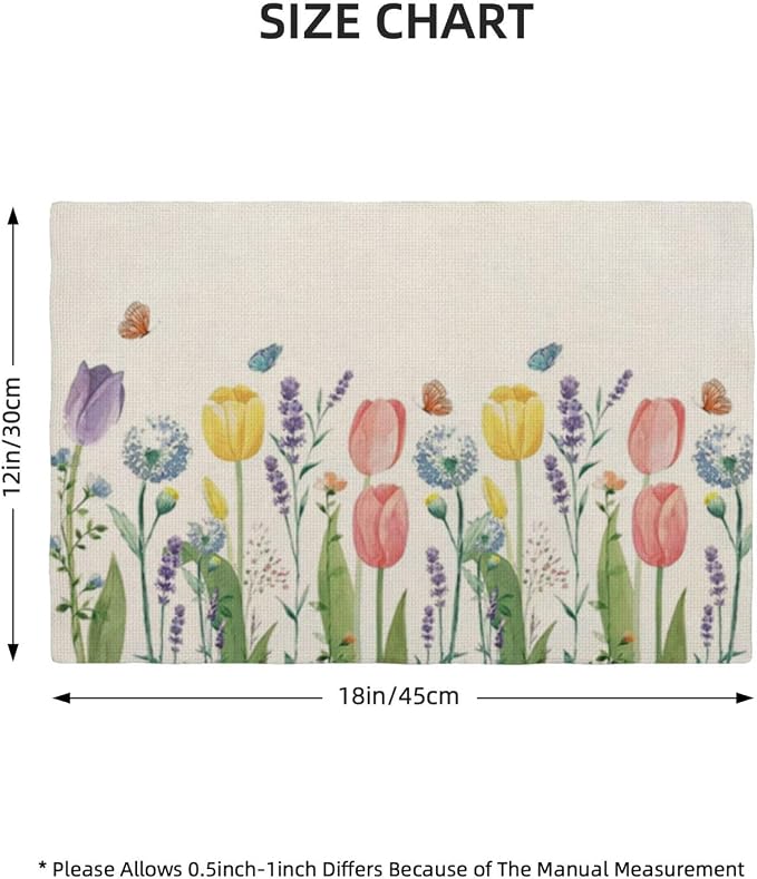 Spring Placemats Set of 4, Tulip Lavender Flower Decorative Table Mat 12 x 18 - Image 4