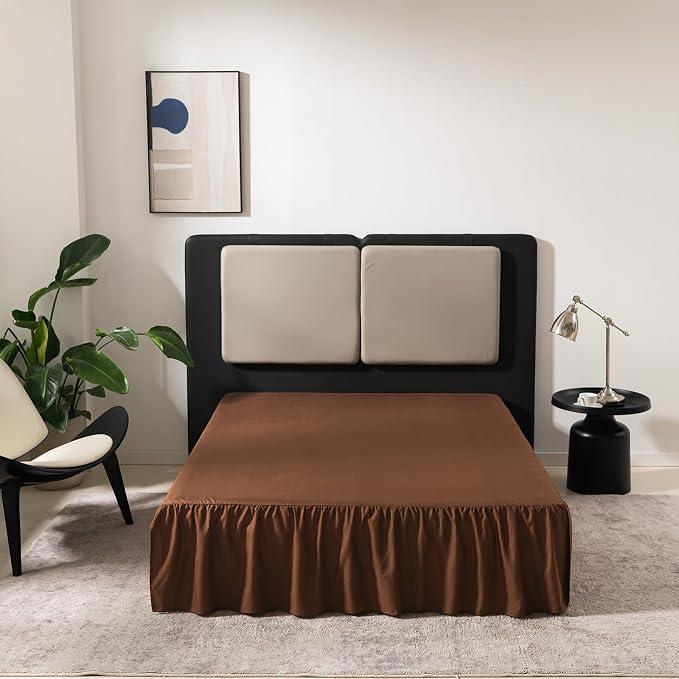 Brown Bed Skirt King Size Ruffled Bed Skirt by TSUTOMI