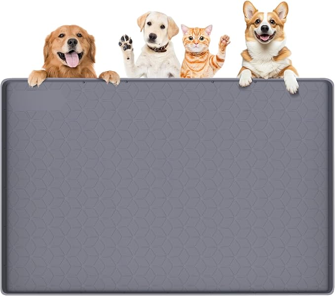 Dog Food Mat, Extra Large 34" x 22" Silicone Pet Feeding Mat by Bartuke