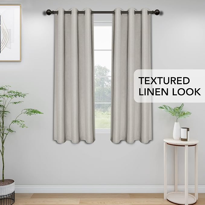 Easy-Going Linen Look Blackout Curtain 42x63 Inch Window Curtain Drapes - Image 2