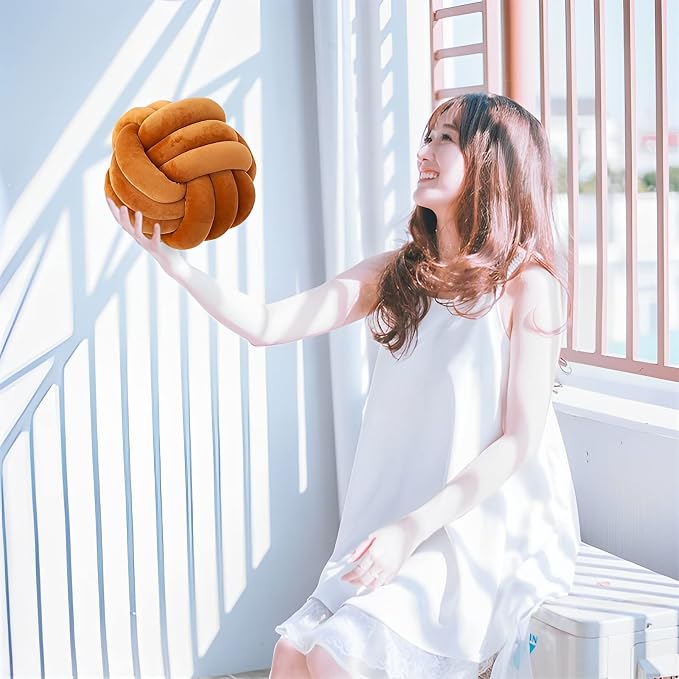 Knot Ball Pillows, Round Throw Pillow Cushion Home Decoration Soft Plush Pillow - Image 3