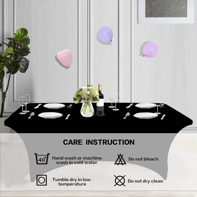 IVAPUPU 6FT Spring Table Cloth for Rectangular Fitted Events Stretch Black - Image 5