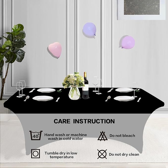 IVAPUPU 4FT Spring Table Cloth for Rectangular Fitted Events Stretch Black - Image 5