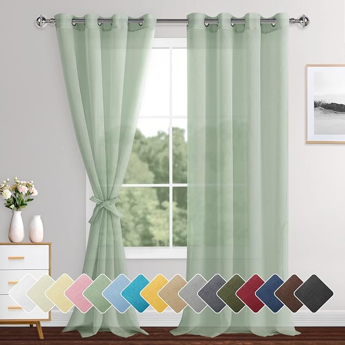 XWZO Semi Transparent Sheer Curtains 95 Inches Long by XWZO