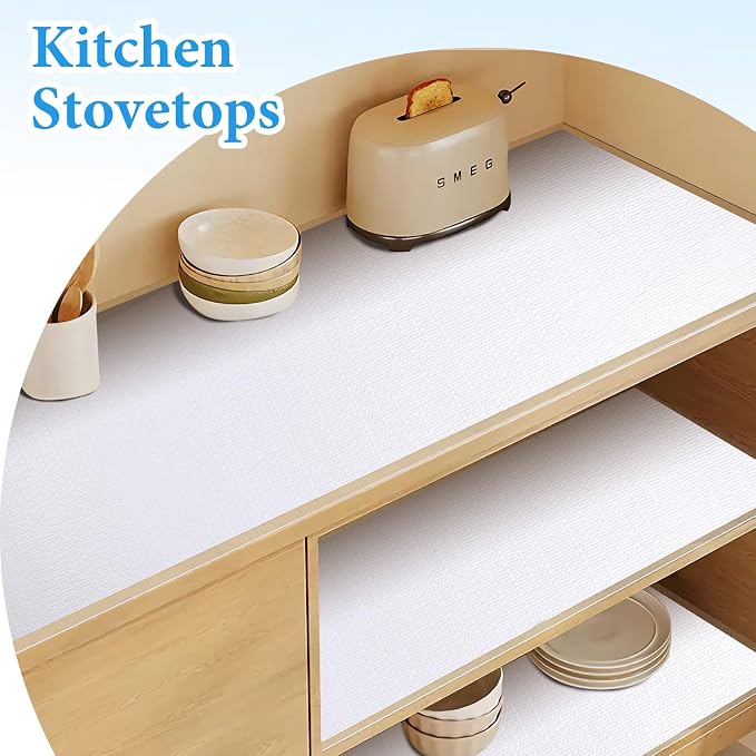 Shelf Liners for Kitchen Cabinets 12in x 10FT Non Adhesive Drawer Liner White - Image 3