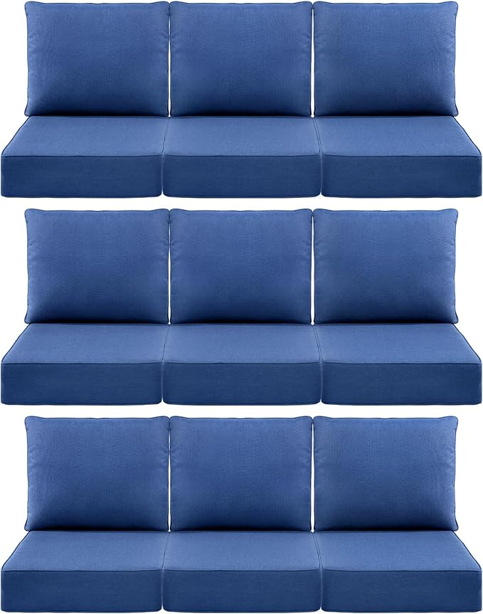 Luxury 6" Outdoor Cushions for Patio Furniture, Fade Resistant Couch Chair by Pugire