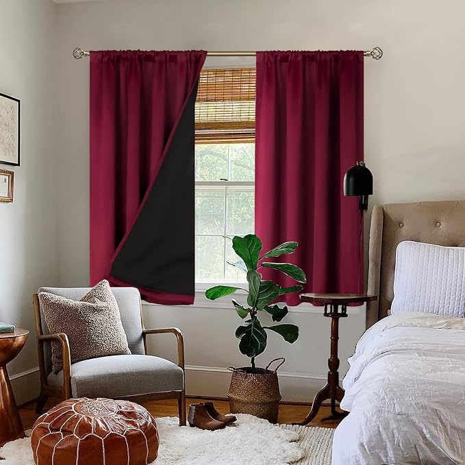 BGment 100% Blackout Curtains 45 Inches Length 2 Panels, Christmas Thermal - Image 2