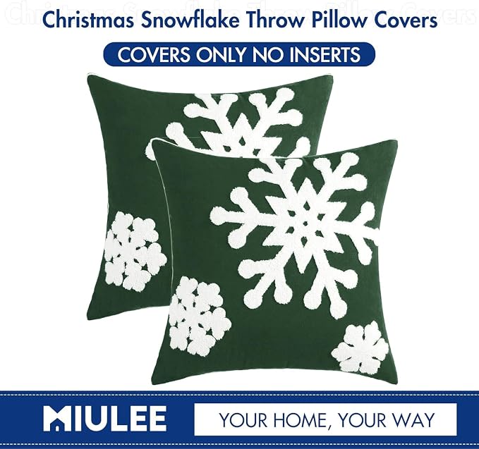 MIULEE Pack of 2 Christmas Decorative Snowflake Throw Pillow Covers Canvas - Image 6