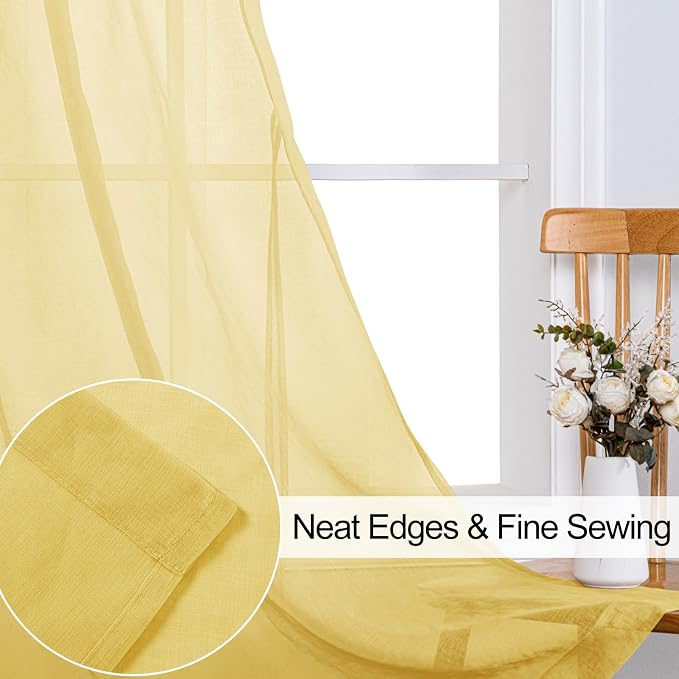 XWZO Sheer Curtains 84 Inches Length 2 Panels Set - Image 4