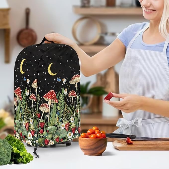 Mushroom Leaf Print Drawstring Blender Dust Cover - Image 3