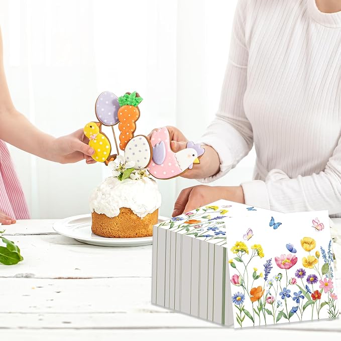50 Count Wild Flowers Floral Paper Napkins, Disposable Spring Garden Party - Image 6