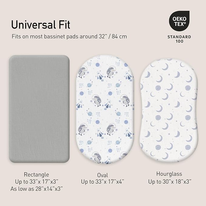 Gllquen Baby Muslin Bassinet Sheets 3 Pack, Breathable Elastic Cozy Fitted - Image 4