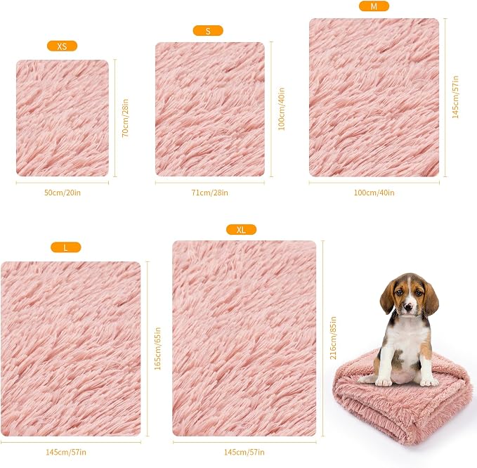 Pink Calming Dog Blanket Waterproof Pet Blankets Fluffy Long Faux Fur Cat Throw - Image 5