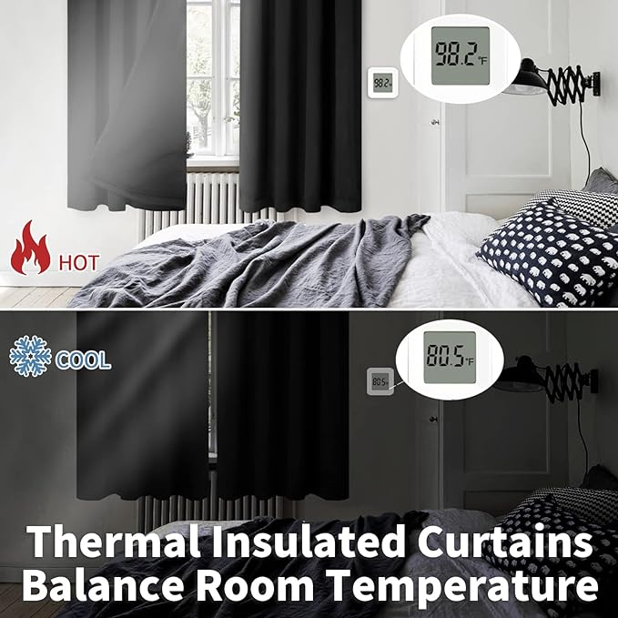 BGment Black Blackout Curtains for Living Room 95 Inch Long, Extra Long Thermal - Image 4