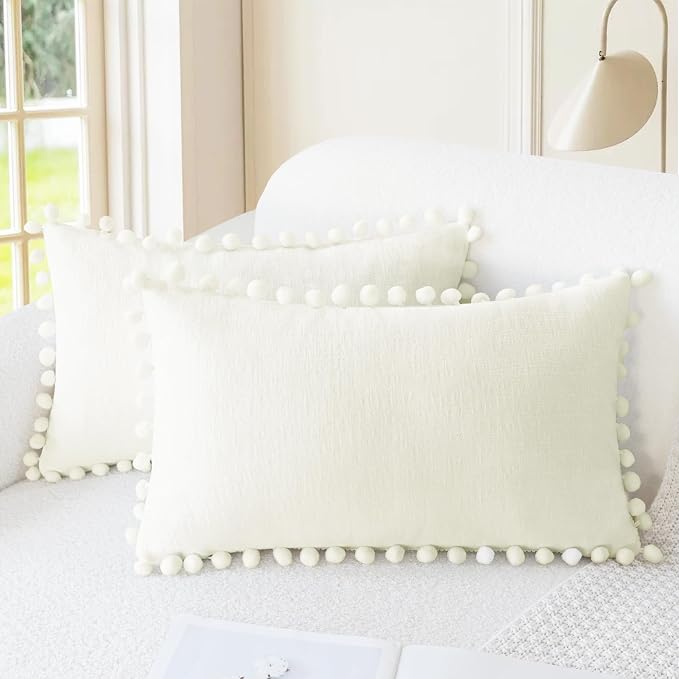 CaliTime Throw Pillow Covers Decorative 20 X 12 Inches Pack of 2 Cozy Solid by CaliTime