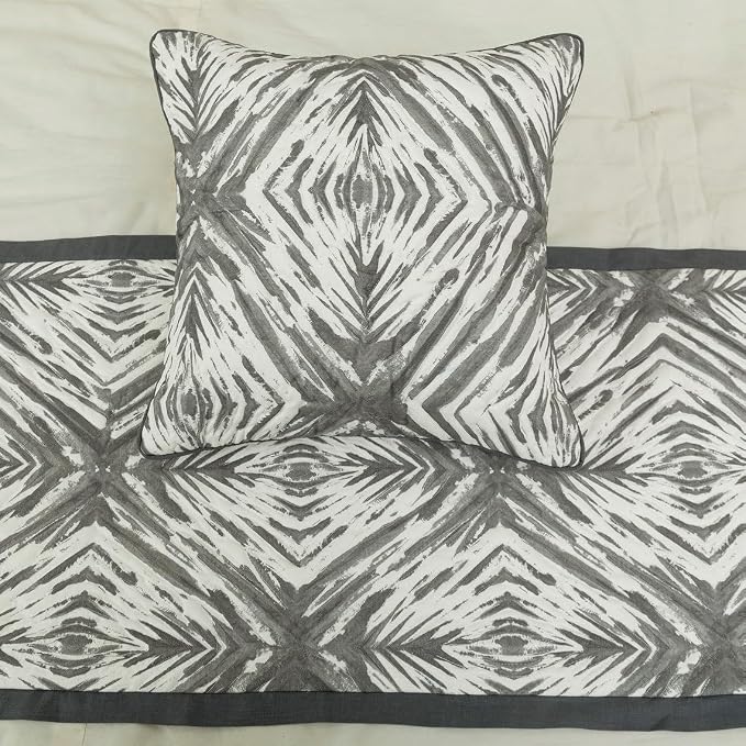 The HomeCentric King/Queen/Twin Grey & White Designer Queen 74"x18" Bed Runner - Image 5