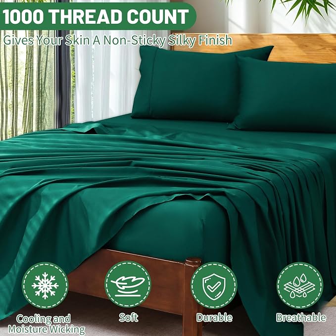 Extra Deep Pocket California King Sheets 18-24 Inch 100% Egyptian Cotton 1000 - Image 3