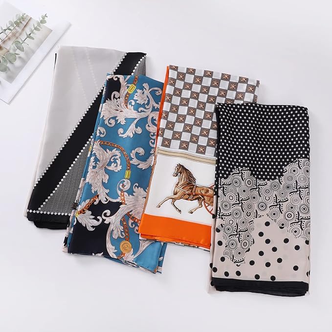 Fashion Scarves Scarf 100% Silk Feeling Scarf Silk Like Scarves Long - Image 4