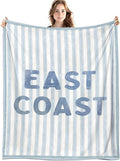 Blue Coastal Beach Blanket, East Coast Preppy Beach Striped Throw Blankets by Unknown