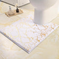 QJHOMO Toilet Rugs U Shaped White and Gold Bathroom Rugs, Extra Thick Carpet by QJHOMO