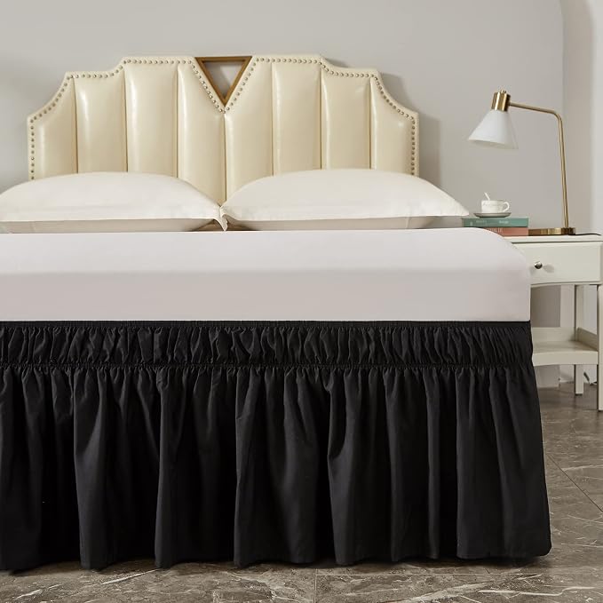 MEILA Wrap Around Bed Skirt Three Fabric Sides Elastic Dust Ruffled 16 Inch - Image 6