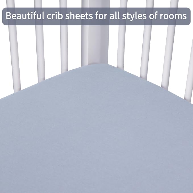 Crib Sheets for Boys Girls, 100% Cotton Fitted Crib Sheet 2 Pack for Standard - Image 6