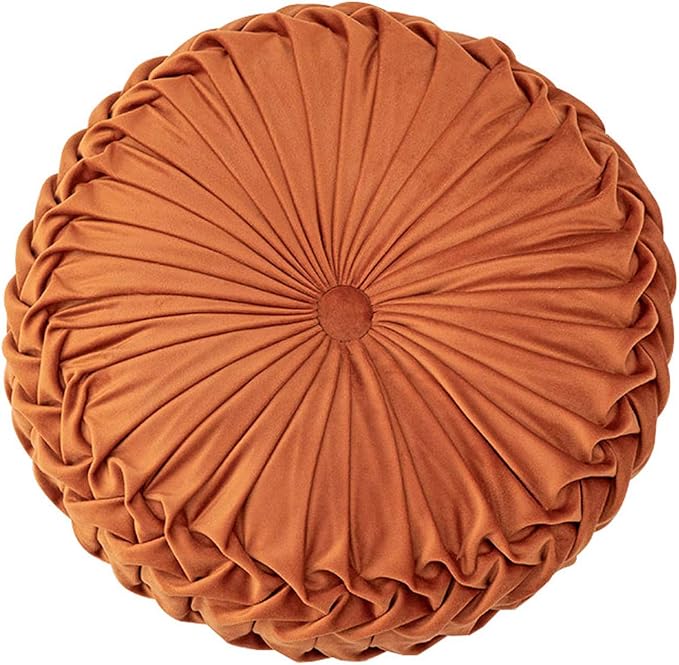 HLOVME Throw Pillow for Couch Decorative 3D Pumpkin Round Velvet Cushion for by HLOVME