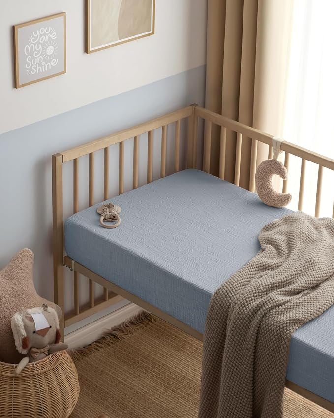 Blissful Diary Muslin Mini Crib Sheets, Pack and Play Mattress Sheets Fitted - Image 7