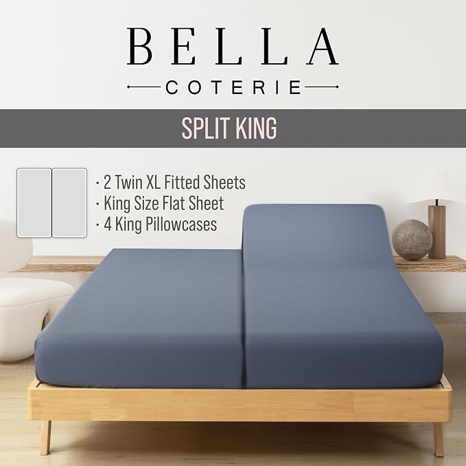 Bella Coterie 7 Piece Luxury Bamboo Viscose Split King Size Sheet Set | 2 - Image 2