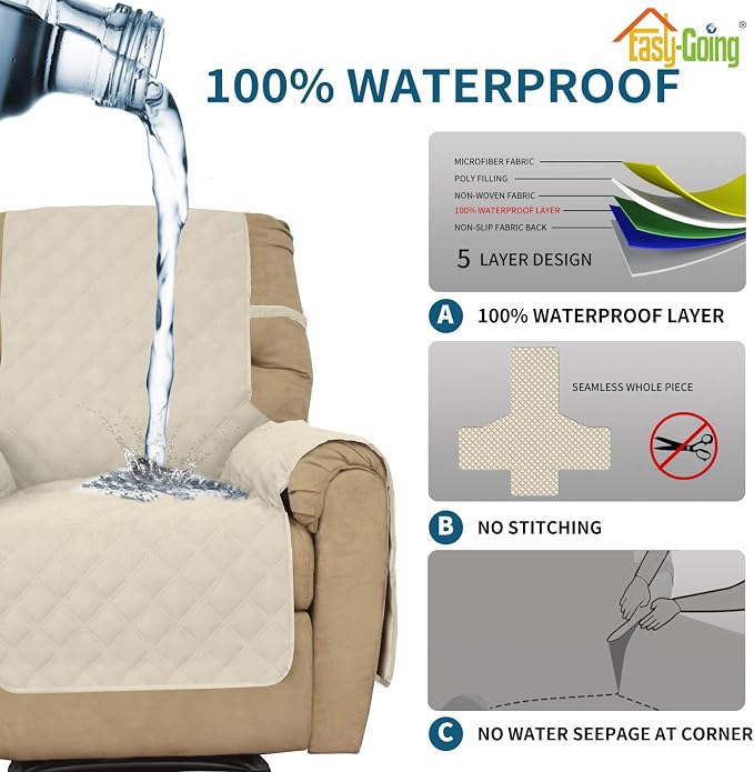 Easy-Going Sofa Slipcover Waterproof Oversized Recliner Chair Cover Non-Slip - Image 4
