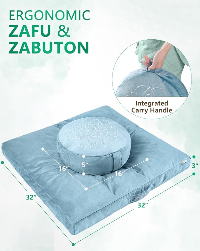 Hihealer Meditation Cushion Set Large Velvet Floor Pillow & Traditional Tibetan - Image 6