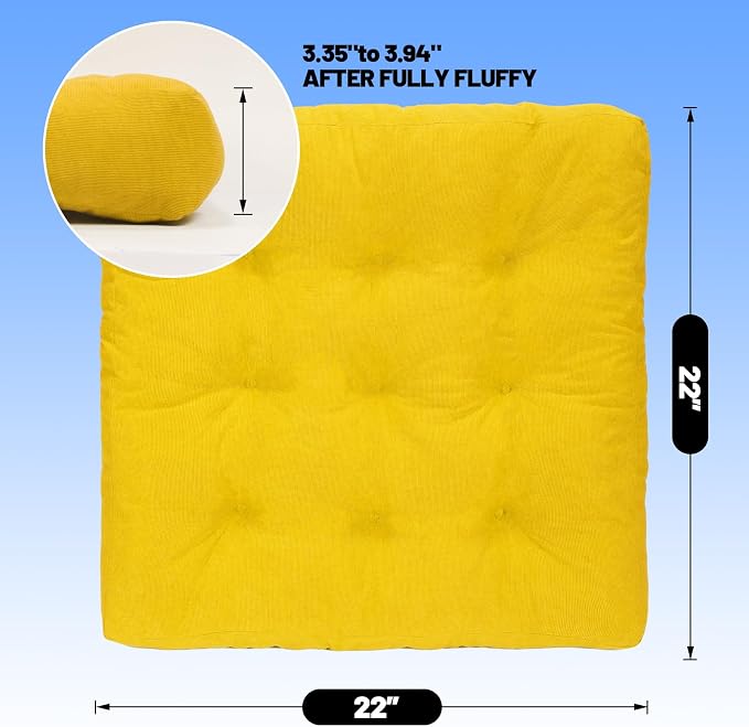 Meditation Floor Pillow Set of 2, Square Large Pillows Seating - Image 2