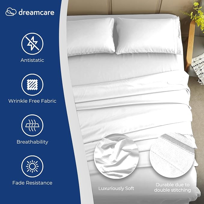 DREAMCARE California King Sheet Sets – 4 pcs Cooling Sheets – up to 21” Deep - Image 2