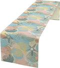 Nautical Starfish Kitchen Table Runner Colorful Coral Pink Blue Yellow Table by ShiTingYu