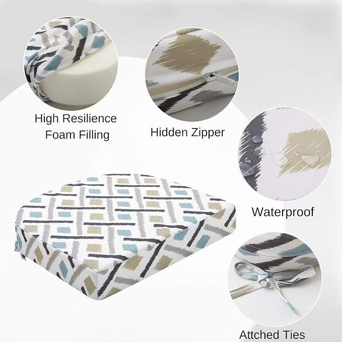 idee-home Outdoor Chair Cushions Set of 2, Thick 17" x 17" x 3" Outdoor Seat - Image 2