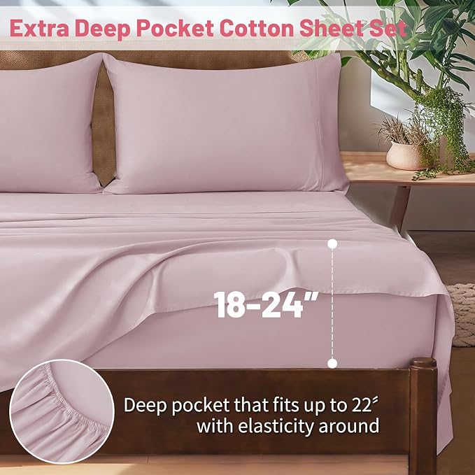 Extra Deep Pocket Queen Sheets 18-24 Inch 100% Egyptian Cotton 1000 Thread - Image 2