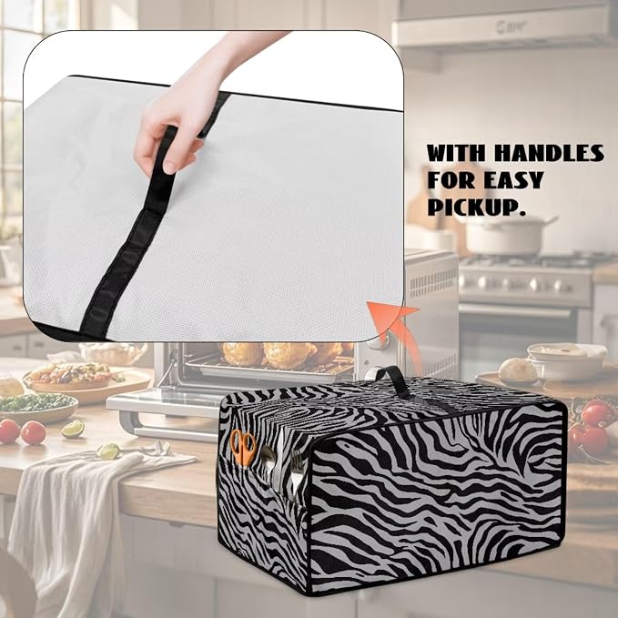 Grey Zebra Print Microwave Oven Dust Cover Dust-Proof Waterproof Microwave - Image 5