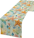 Starfish Conch Shell Table Runners, Season Coastal Marine Life Table Runners by Unknown