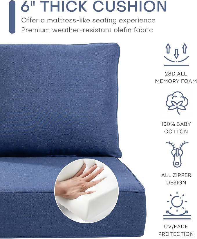 Luxury 22x24/22x25 6-Inch Outdoor Cushions - Image 5
