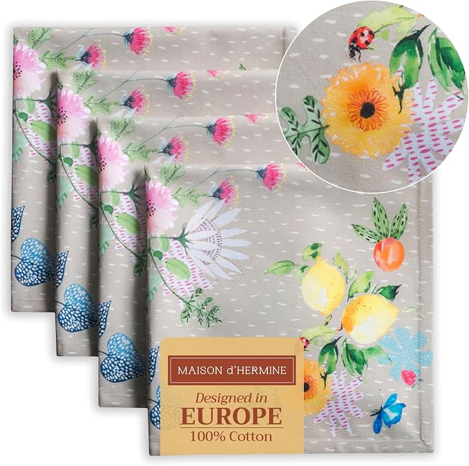 Maison d' Hermine Cloth Napkins Set of 4 100% Cotton Everyday Reusable Square by MaisondHermine