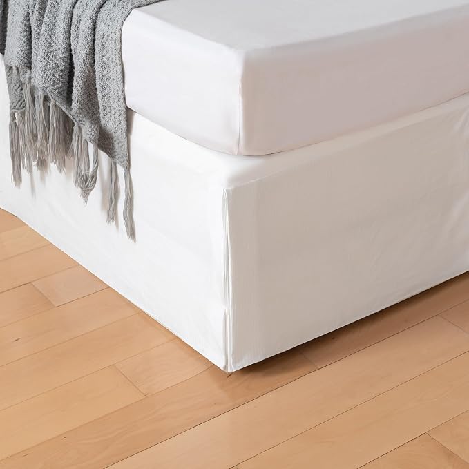 Full Bed Skirt, Grid Plaid Soft Quadruple Pleated Ruffle Bed Skirt, Tailored by TSUTOMI