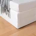 King Bed Skirt, Grid Plaid Soft Quadruple Pleated Ruffle Bed Skirt, Tailored by TSUTOMI