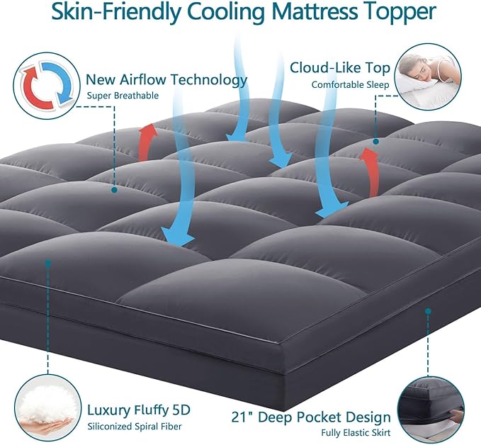 CHOKIT King Mattress Topper, Extra Thick Pillow Top Mattress Pad - Image 4