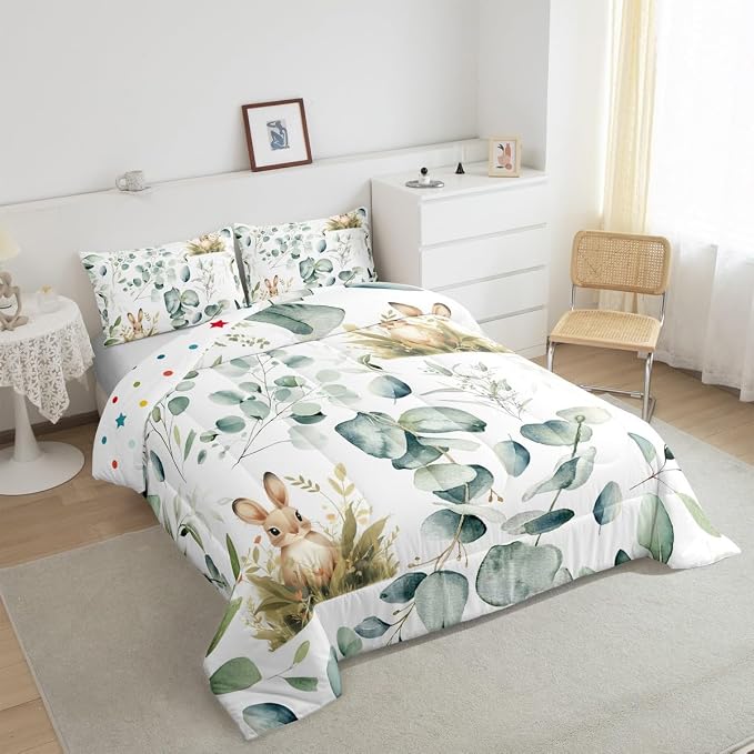 Erosebridal Girls Kawaii Animal Queen Size Comforter Set Cute Rabbit Bedding Set - Image 5