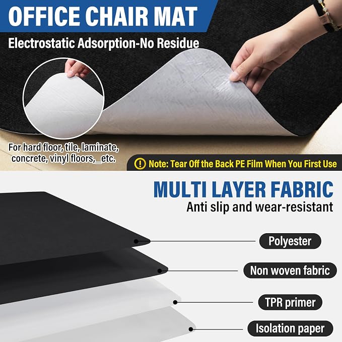 Office Chair mat for Hardwood Floor, Under Desk Mat, Computer Chair mat for - Image 2