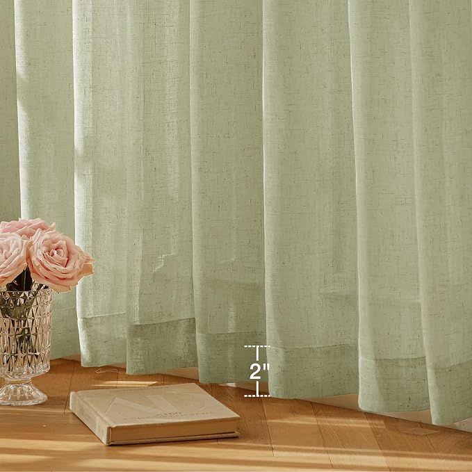 Anmao Natural Linen Curtains for Living Room 90 Inch Length 2 Panels Set - Image 8